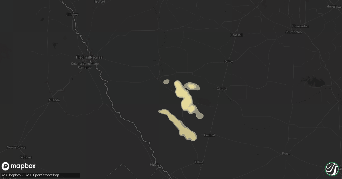 Hail map in Asherton, TX on May 27, 2025
