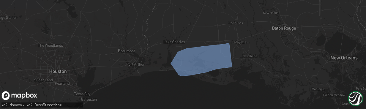 Hail map in Bell City, LA on May 27, 2025