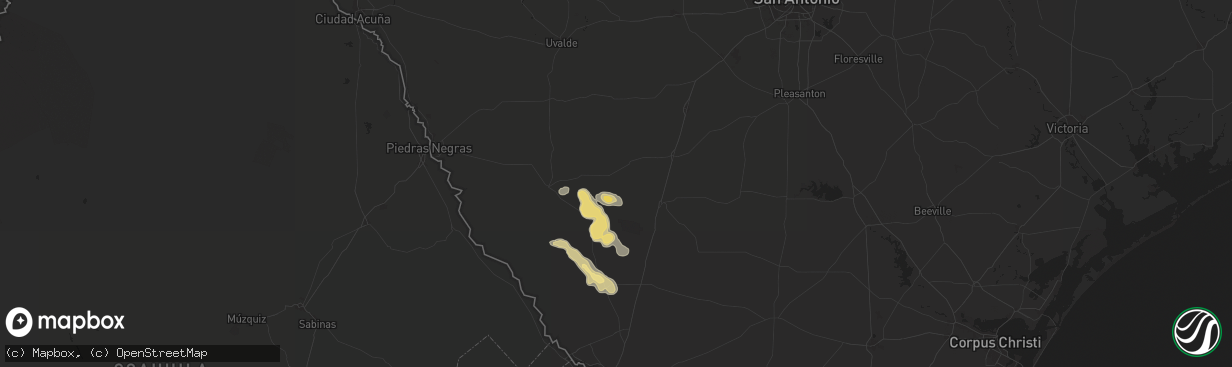 Hail map in Big Wells, TX on May 27, 2025