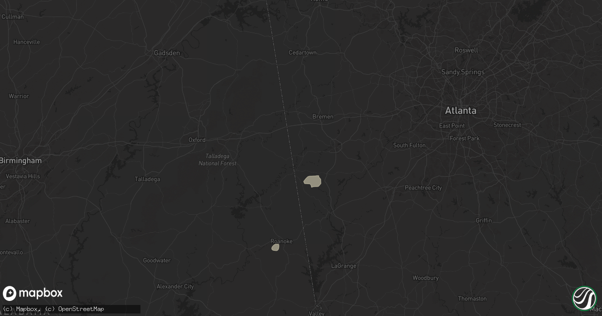 Hail map in Bowdon, GA on May 27, 2025