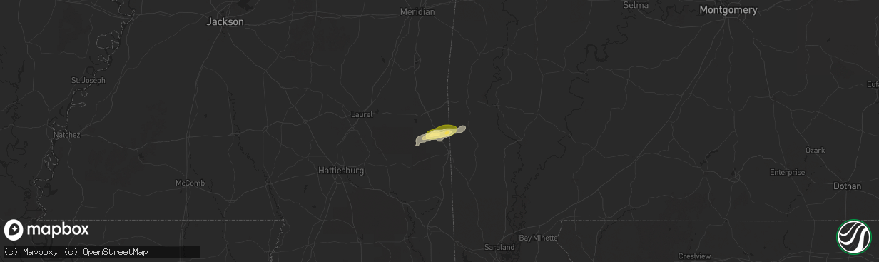 Hail map in Buckatunna, MS on May 27, 2025
