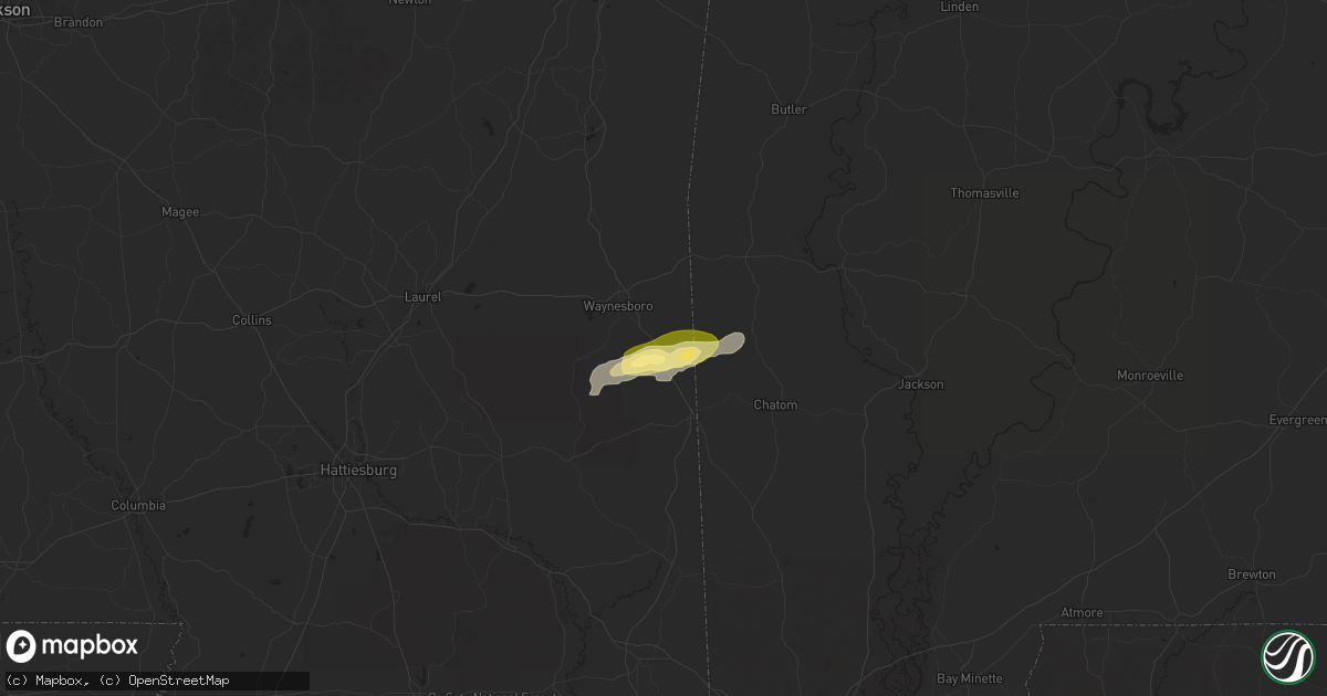 Hail map in Buckatunna, MS on May 27, 2025