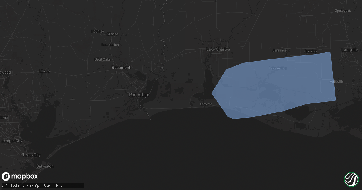 Hail map in Cameron, LA on May 27, 2025