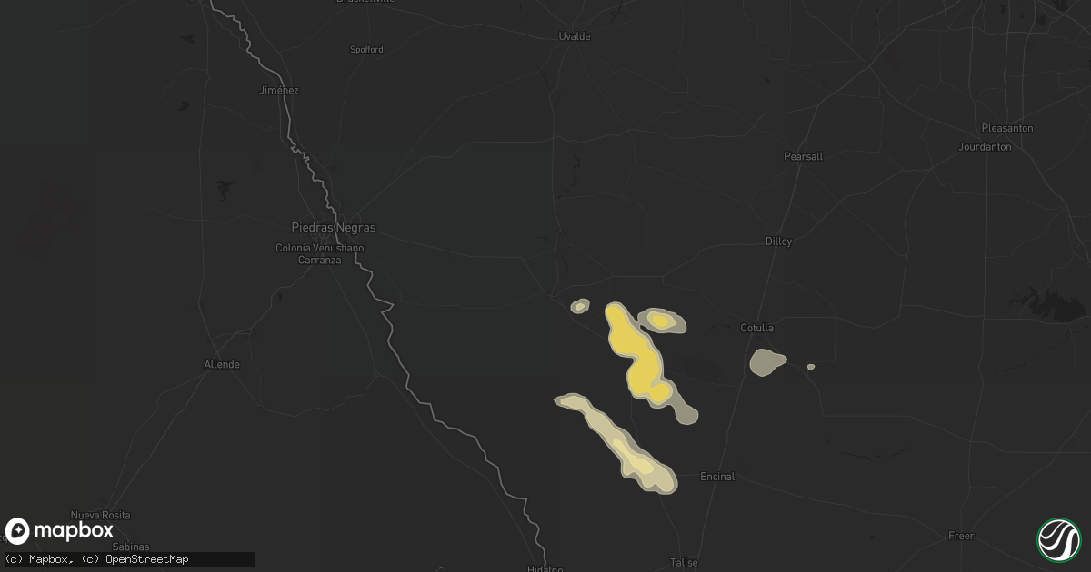 Hail map in Carrizo Springs, TX on May 27, 2025