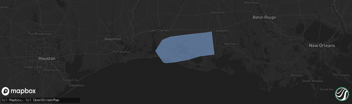 Hail map in Creole, LA on May 27, 2025