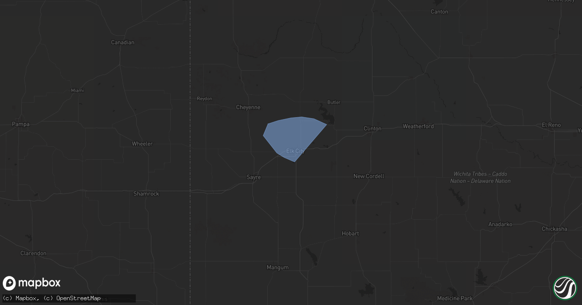 Hail map in Elk City, OK on May 27, 2025