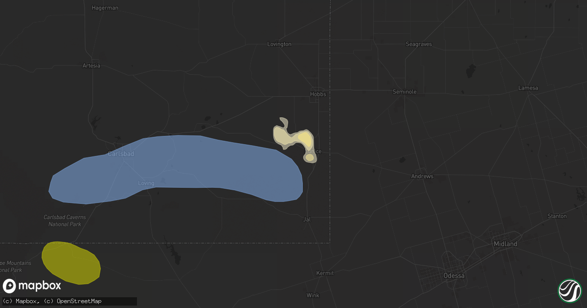 Hail map in Eunice, NM on May 27, 2025