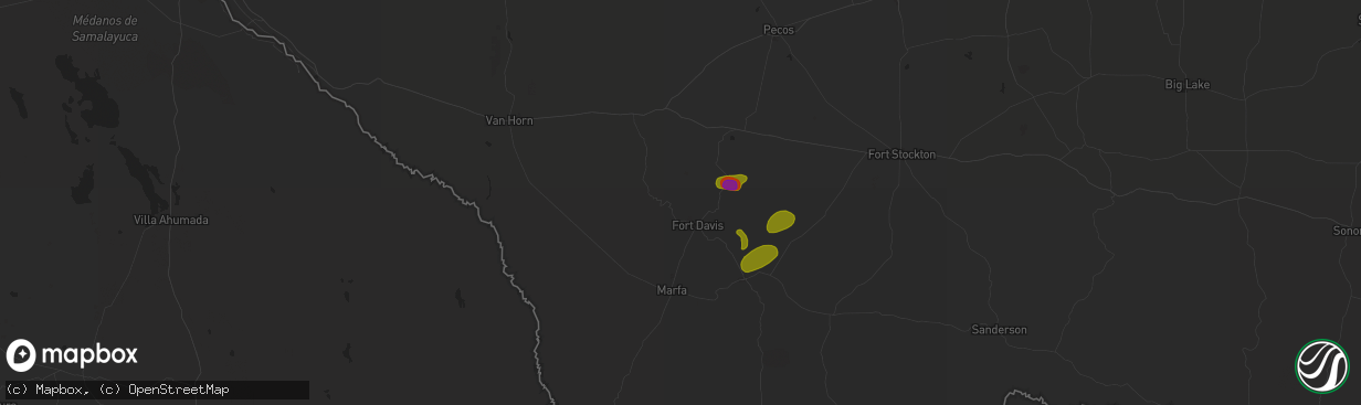 Hail map in Fort Davis, TX on May 27, 2025