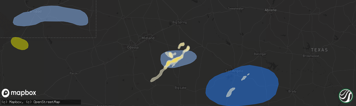 Hail map in Garden City, TX on May 27, 2025