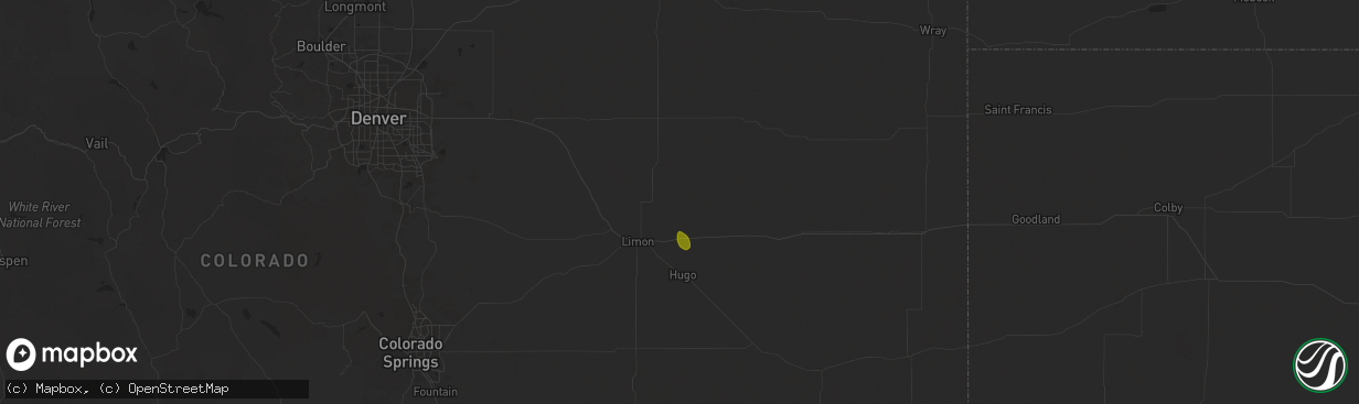 Hail map in Genoa, CO on May 27, 2025