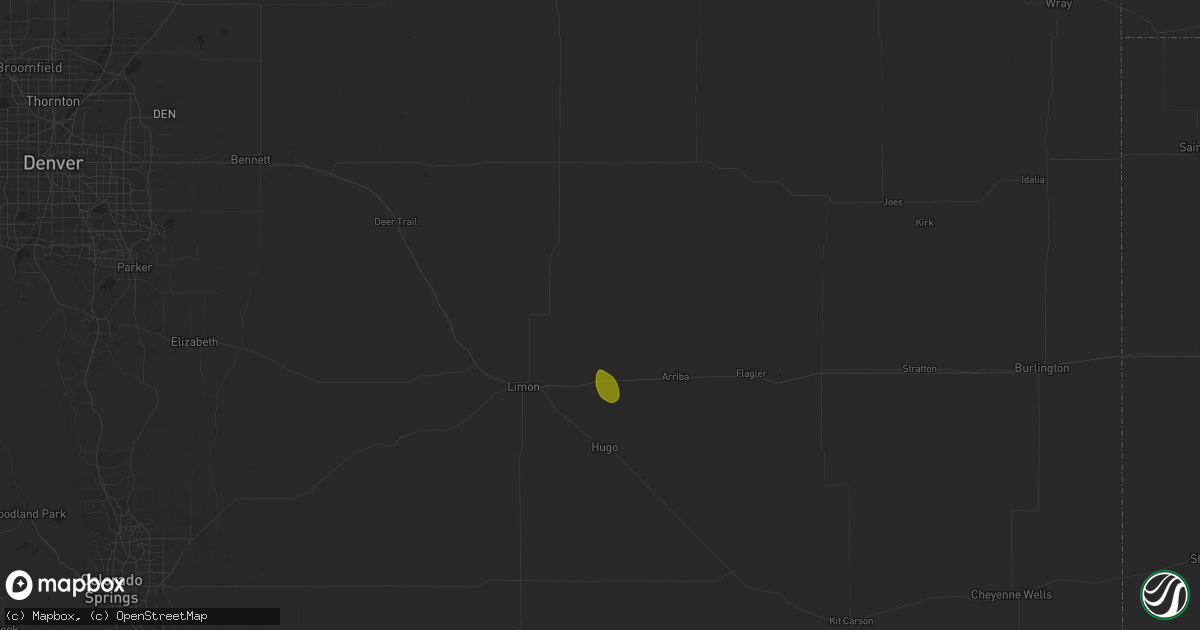 Hail map in Genoa, CO on May 27, 2025