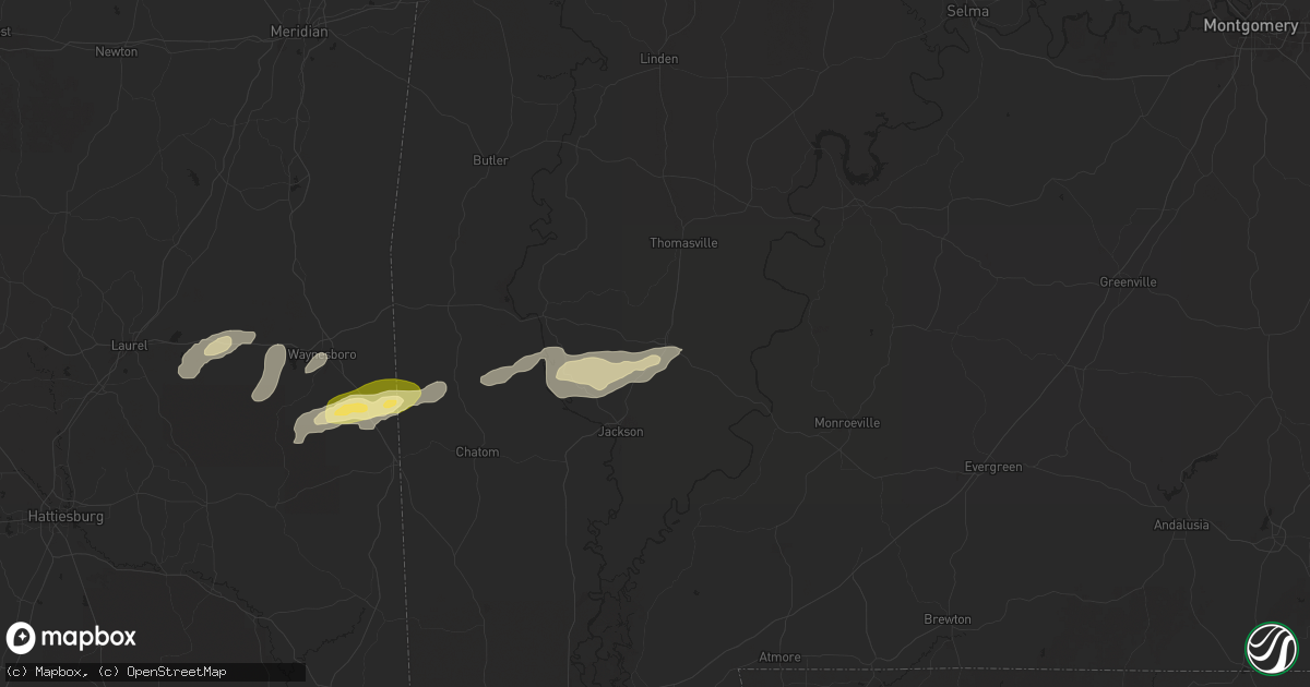 Hail map in Grove Hill, AL on May 27, 2025
