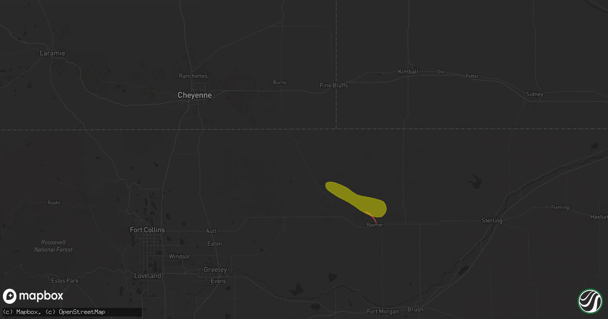 Hail map in Grover, CO on May 27, 2025