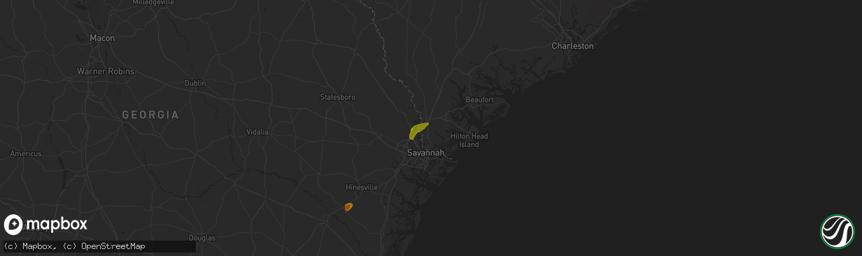 Hail map in Hardeeville, SC on May 27, 2025