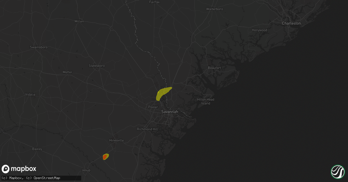 Hail map in Hardeeville, SC on May 27, 2025