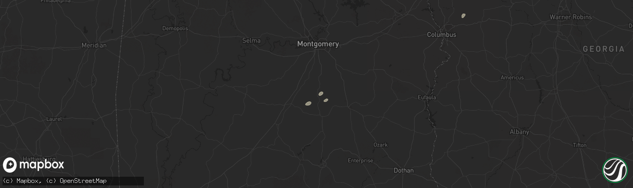 Hail map in Highland Home, AL on May 27, 2025