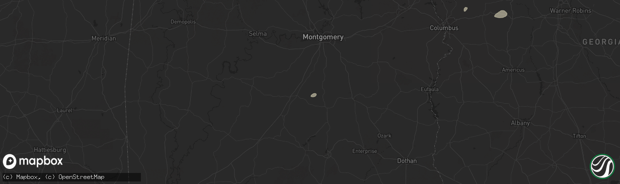 Hail map in Honoraville, AL on May 27, 2025