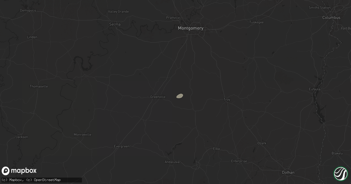 Hail map in Honoraville, AL on May 27, 2025