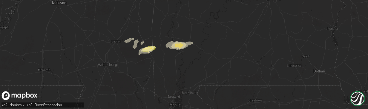 Hail map in Jackson, AL on May 27, 2025