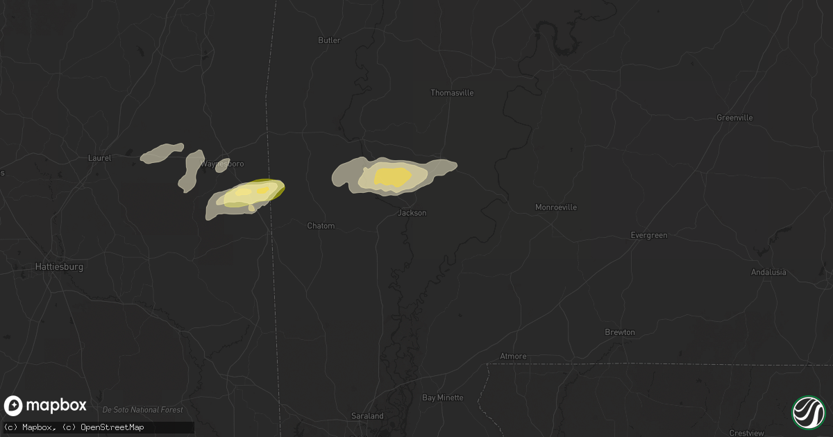 Hail map in Jackson, AL on May 27, 2025