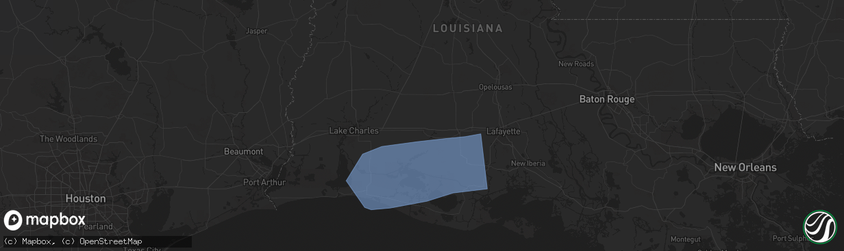 Hail map in Jennings, LA on May 27, 2025