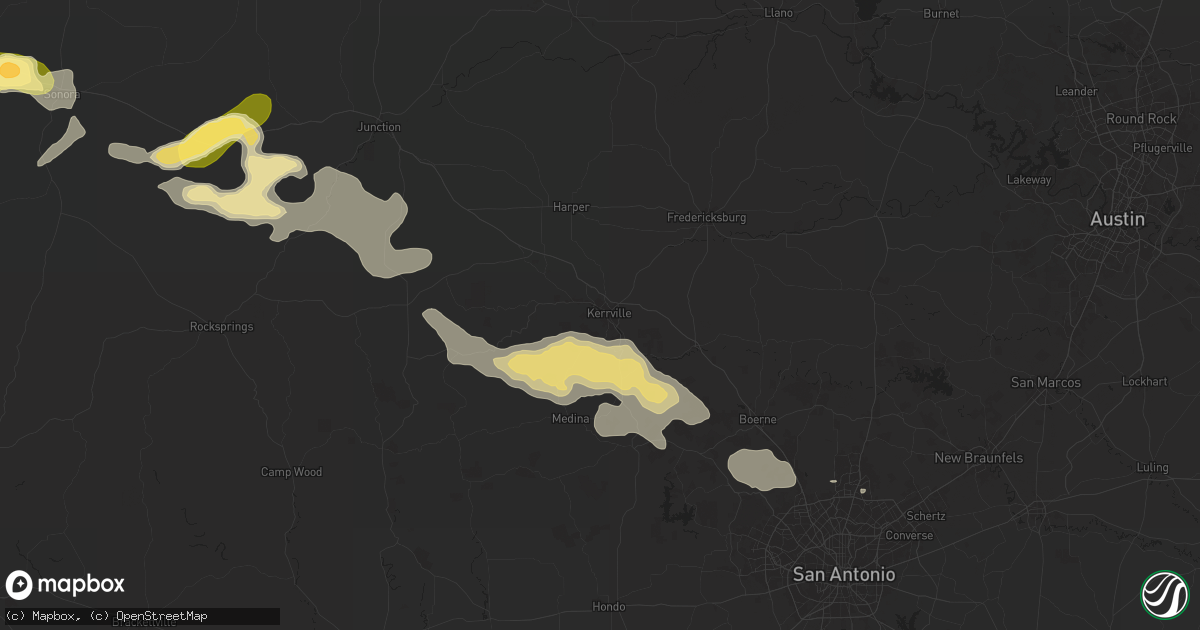 Hail map in Kerrville, TX on May 27, 2025