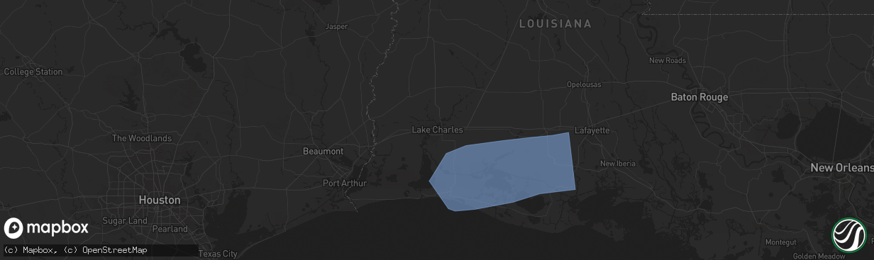 Hail map in Lake Charles, LA on May 27, 2025