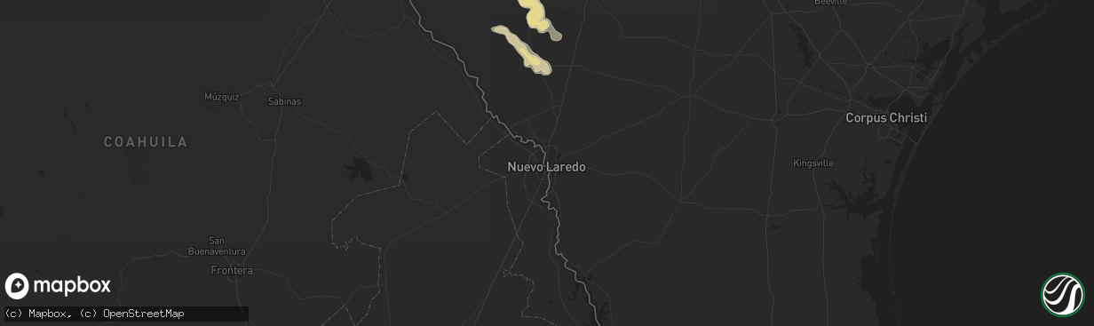 Hail map in Laredo, TX on May 27, 2025