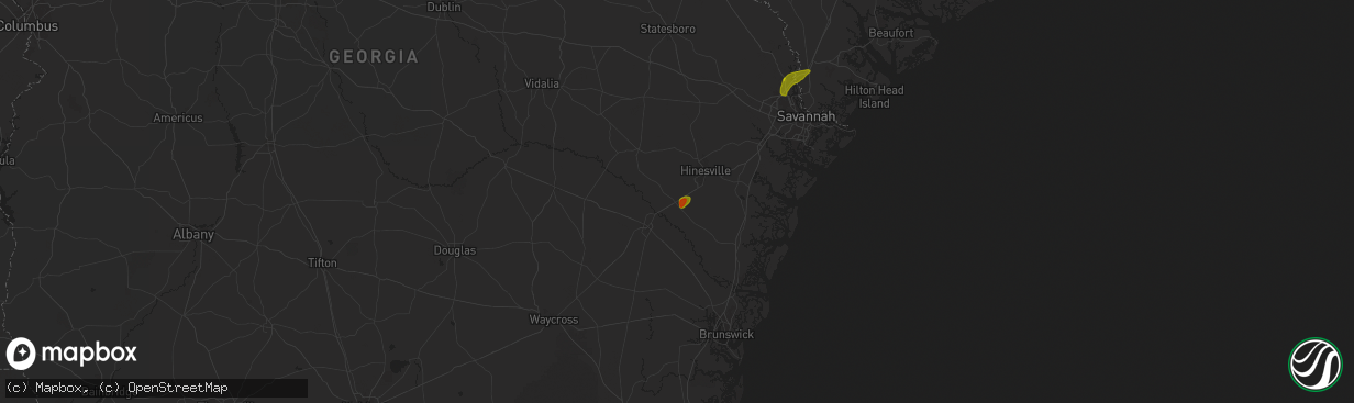 Hail map in Ludowici, GA on May 27, 2025