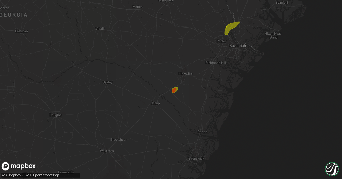 Hail map in Ludowici, GA on May 27, 2025