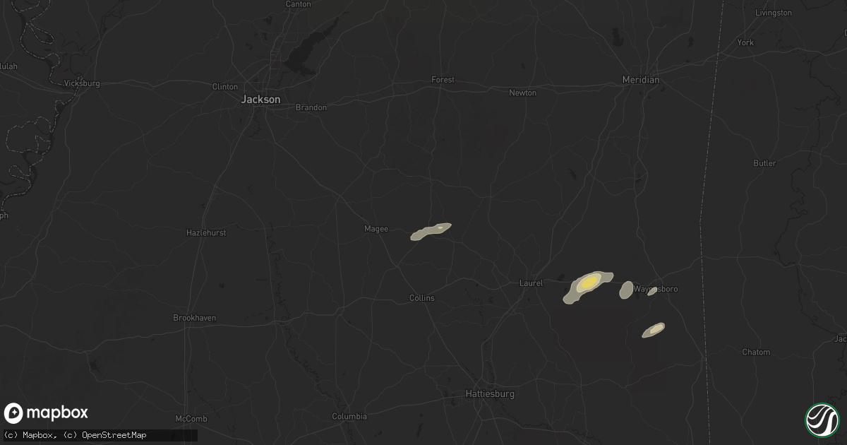 Hail map in Mize, MS on May 27, 2025
