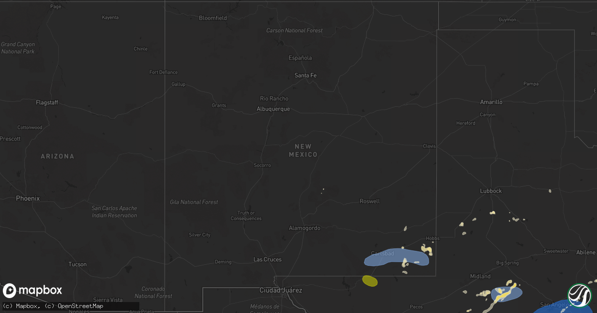 Hail map in New Mexico on May 27, 2025