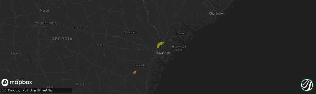 Hail map in Port Wentworth, GA on May 27, 2025