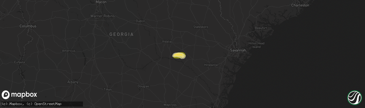 Hail map in Reidsville, GA on May 27, 2025