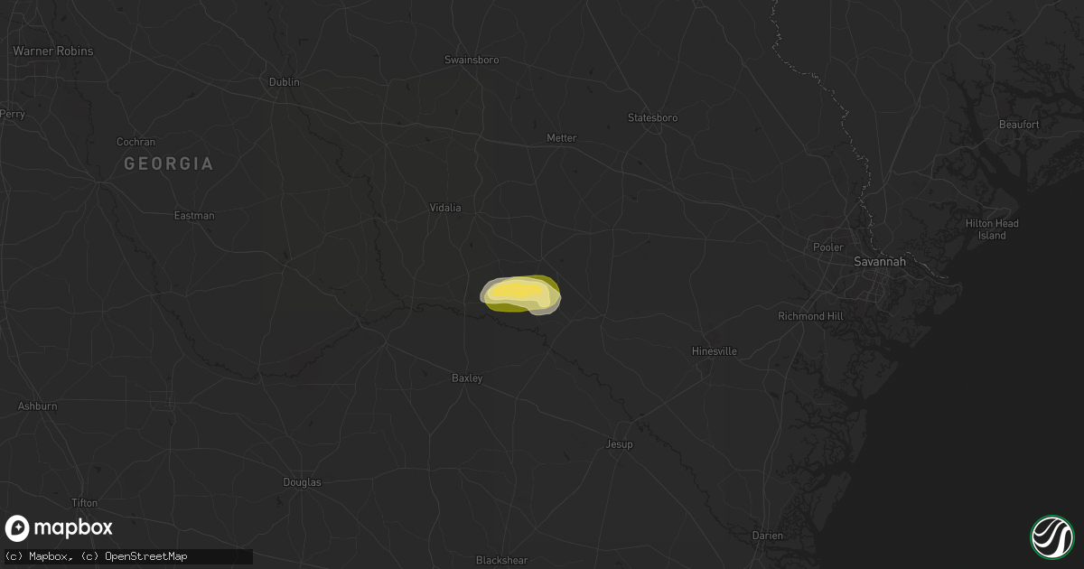 Hail map in Reidsville, GA on May 27, 2025