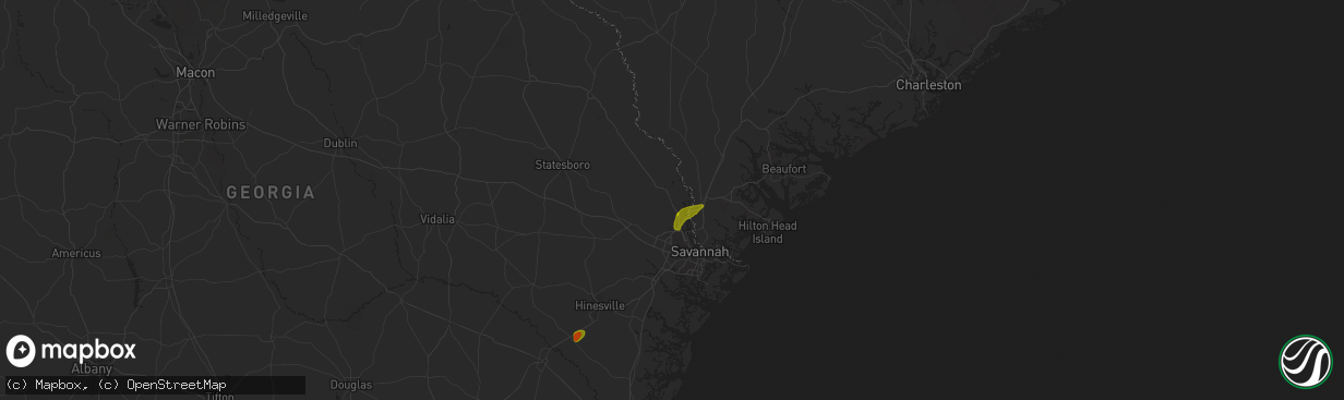 Hail map in Rincon, GA on May 27, 2025