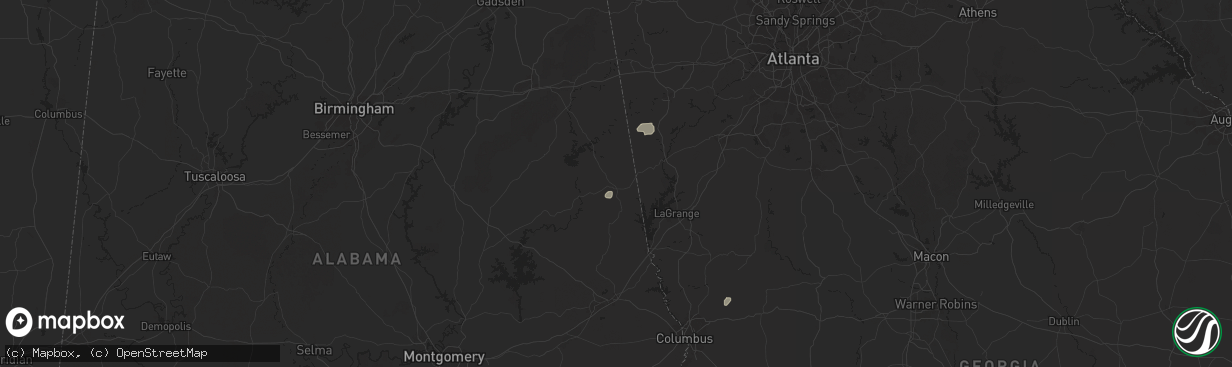 Hail map in Roanoke, AL on May 27, 2025