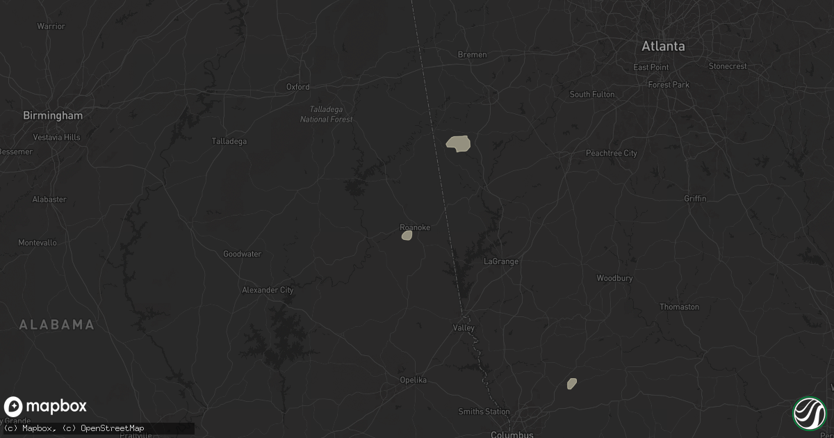 Hail map in Roanoke, AL on May 27, 2025