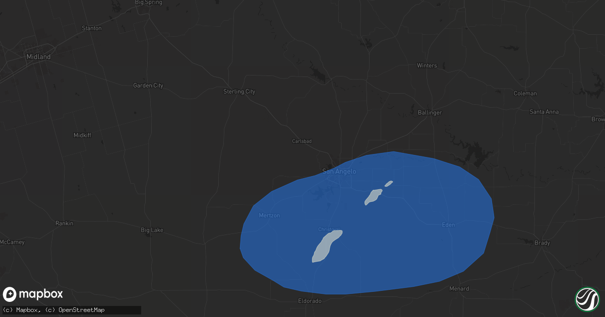 Hail map in San Angelo, TX on May 27, 2025