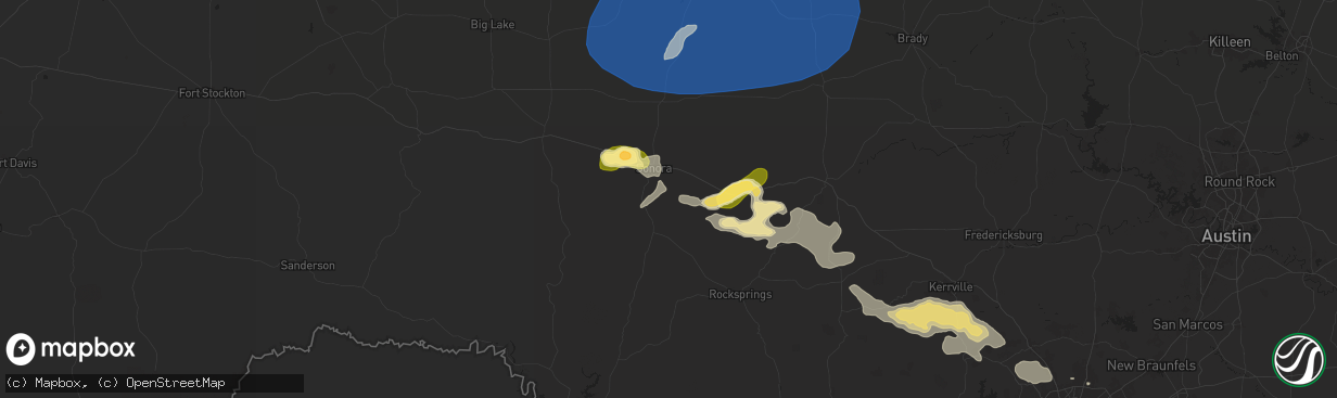 Hail map in Sonora, TX on May 27, 2025