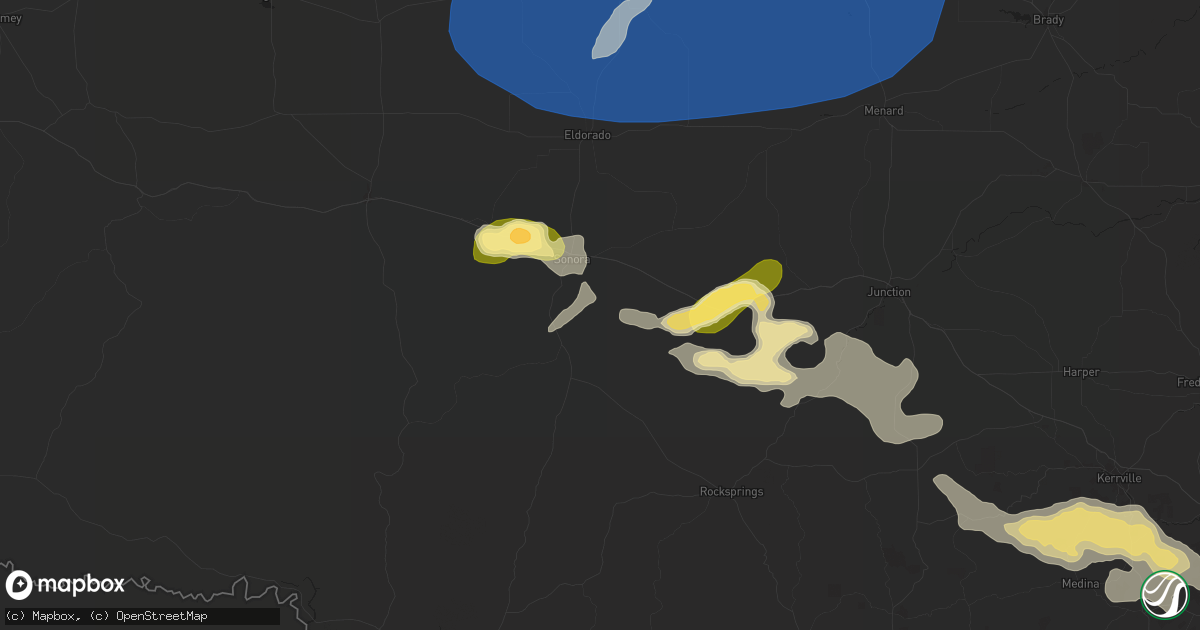 Hail map in Sonora, TX on May 27, 2025