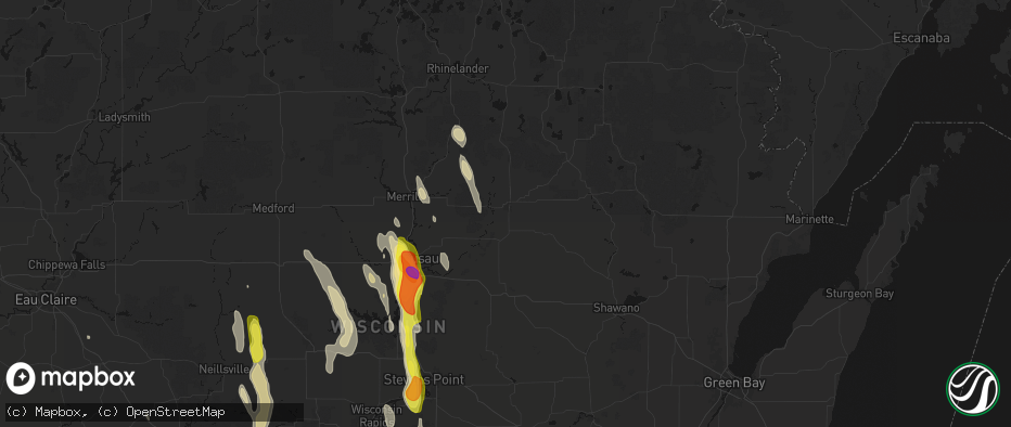 Hail map in Antigo, WI on May 27, 2026