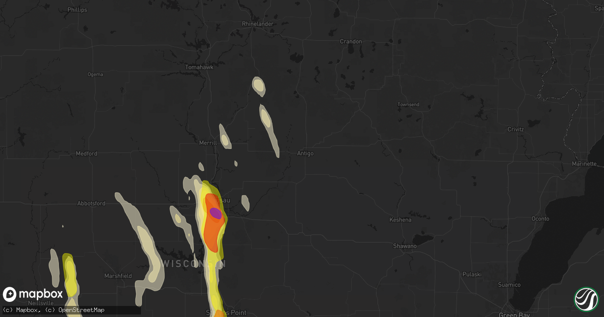 Hail map in Antigo, WI on May 27, 2026