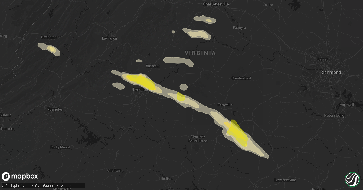 Hail map in Appomattox, VA on May 27, 2026