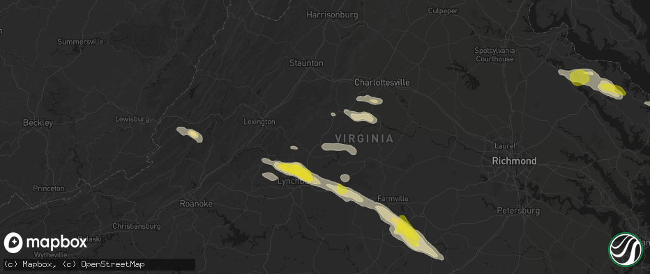 Hail map in Arrington, VA on May 27, 2026