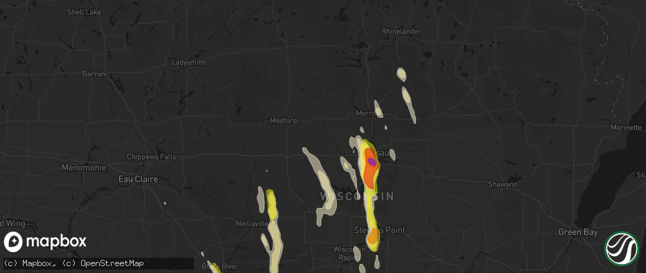 Hail map in Athens, WI on May 27, 2026