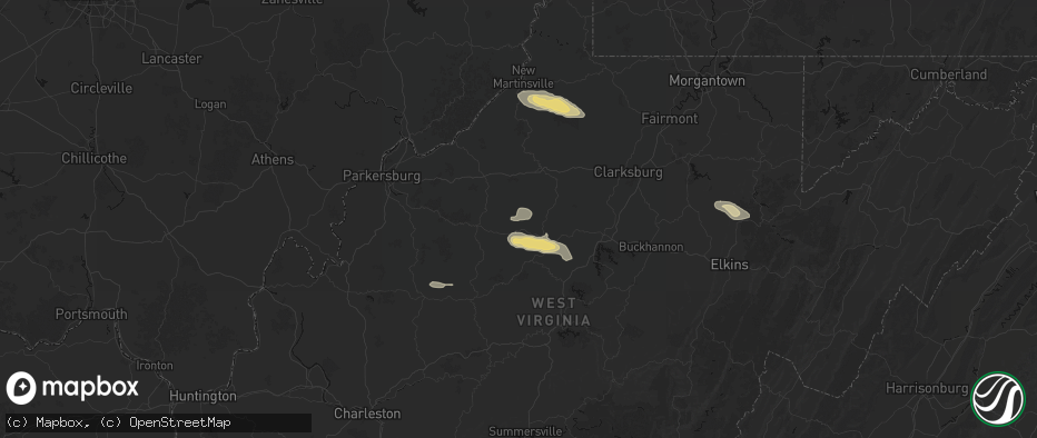 Hail map in Auburn, WV on May 27, 2026