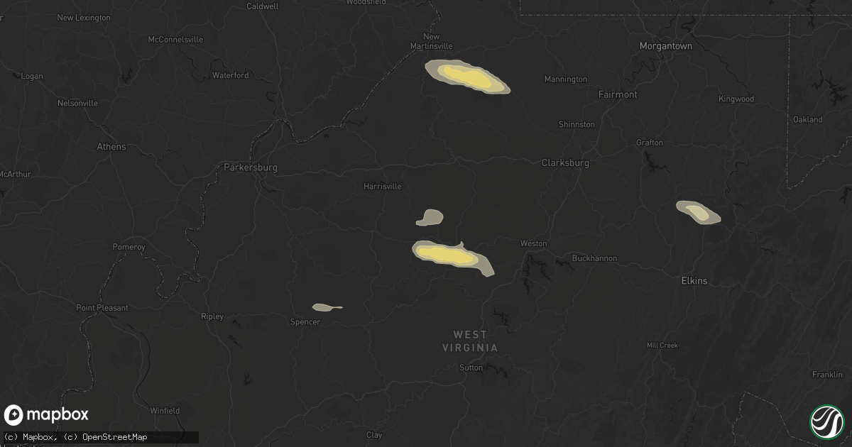 Hail map in Auburn, WV on May 27, 2026