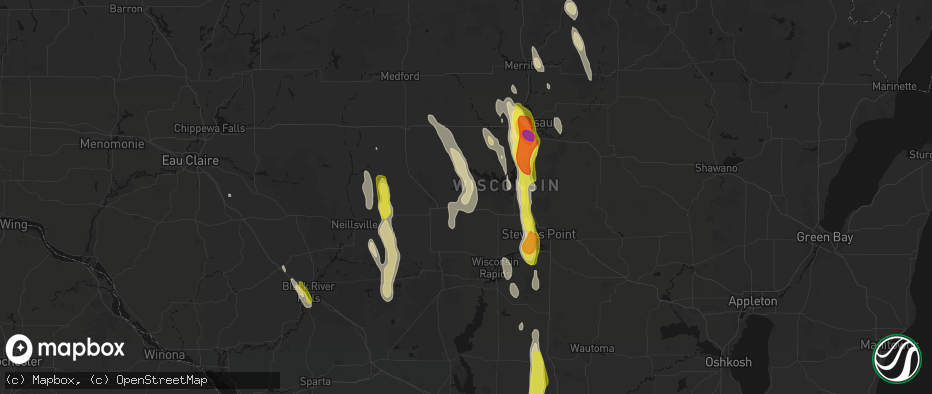 Hail map in Auburndale, WI on May 27, 2026