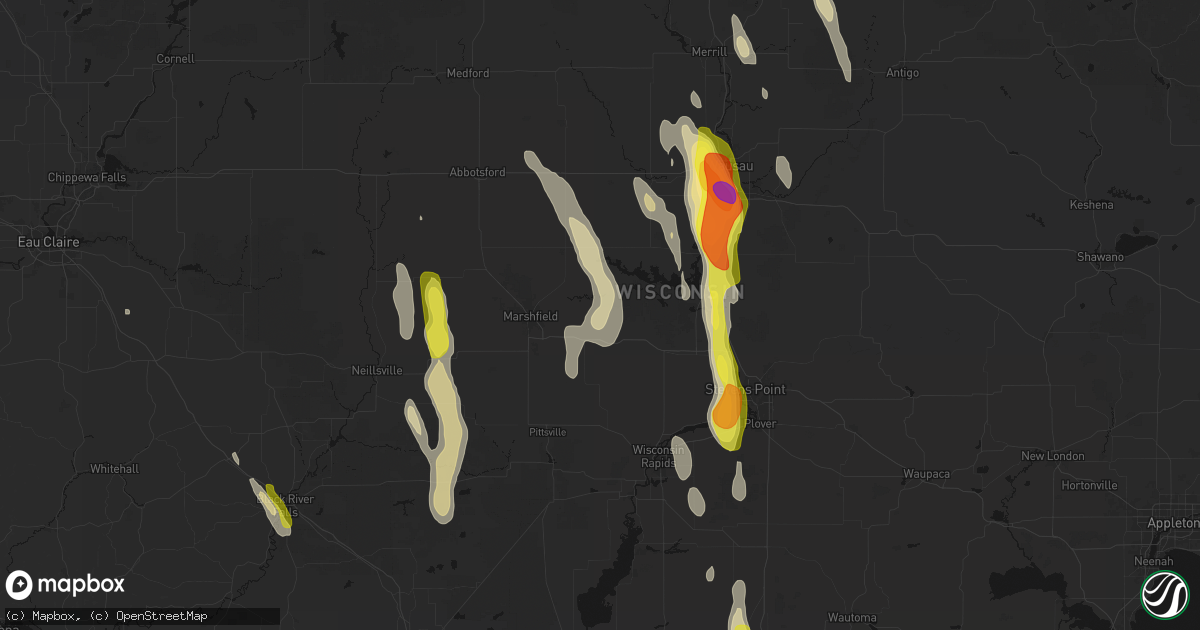 Hail map in Auburndale, WI on May 27, 2026
